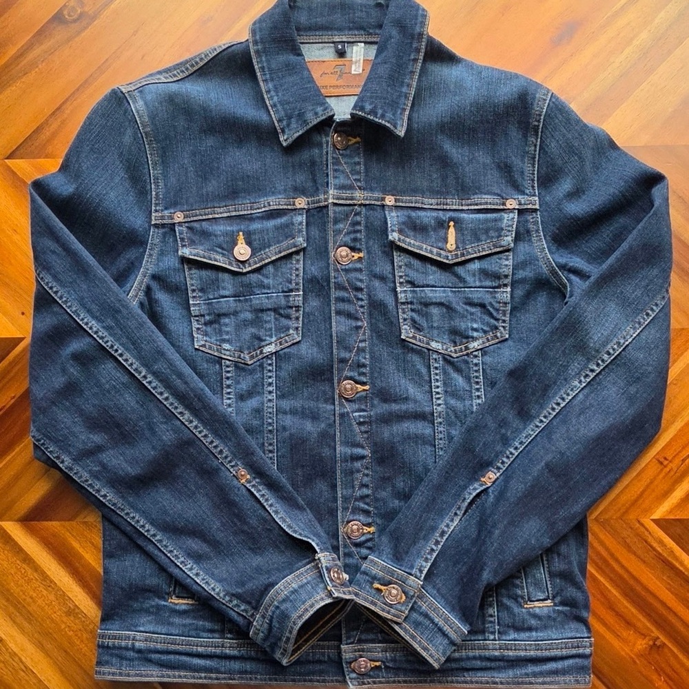 7 For All Mankind Denim Trucker Jacket - Mens Small